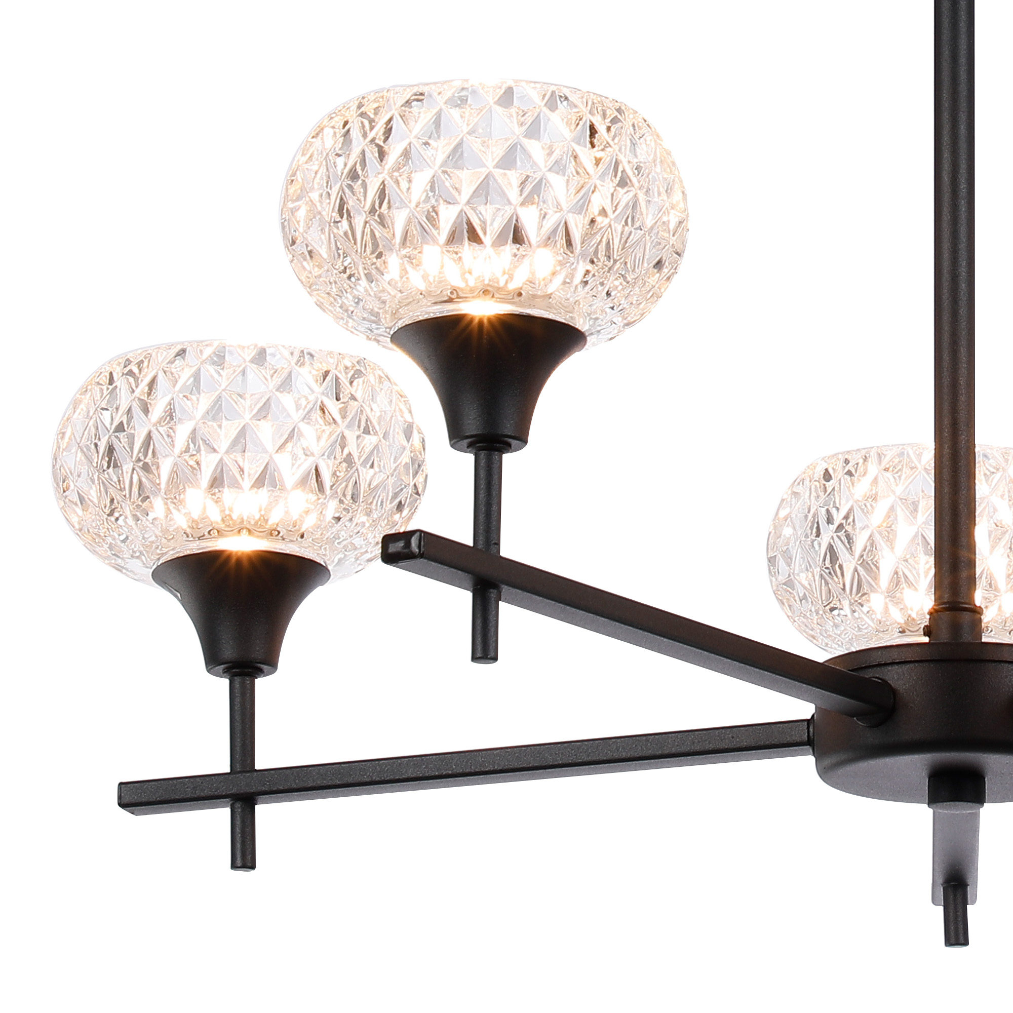 Aria Glass Fixed Pendant 5 Light IP44 Satin Black D0847BL  Deco Aria